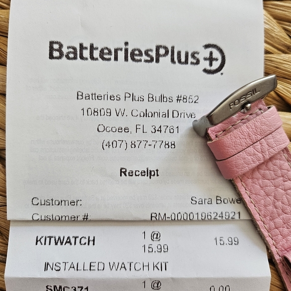 Fossil Watch Pink Leather Band With Rhinestones - Picture 5 of 9